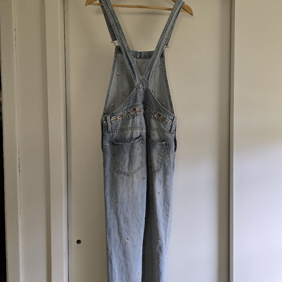 Lucky Brand Distressed Denim Floral & Heart Clover Overalls - Picture 3 of 7